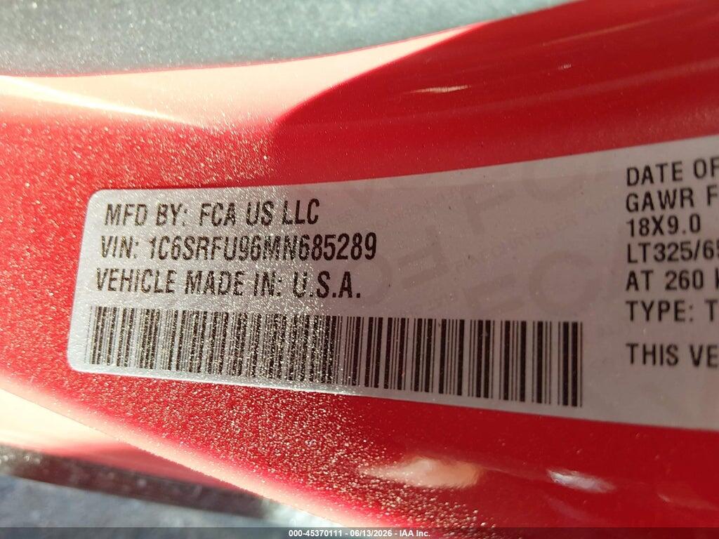 1C6SRFU96MN685289 2021 RAM 1500 photo no. 9