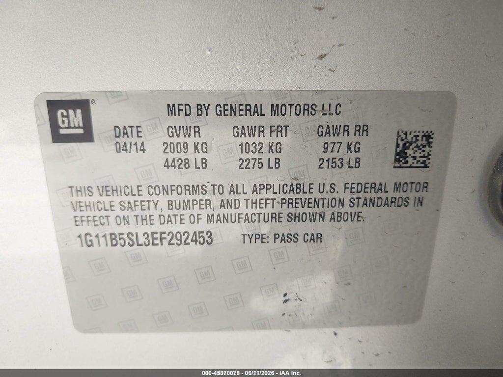 1G11B5SL3EF292453 2014 CHEVROLET MALIBU photo no. 9