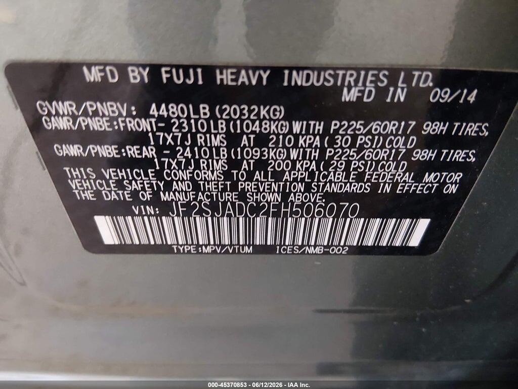 JF2SJADC2FH506070 2015 SUBARU FORESTER photo no. 9