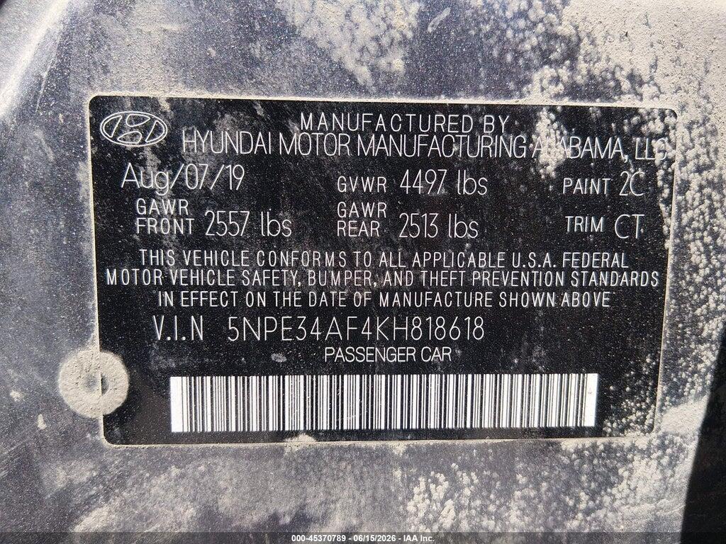 5NPE34AF4KH818618 2019 HYUNDAI SONATA photo no. 9