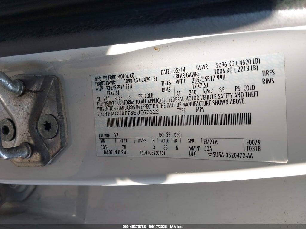 1FMCU0F78EUD73322 2014 FORD ESCAPE photo no. 8