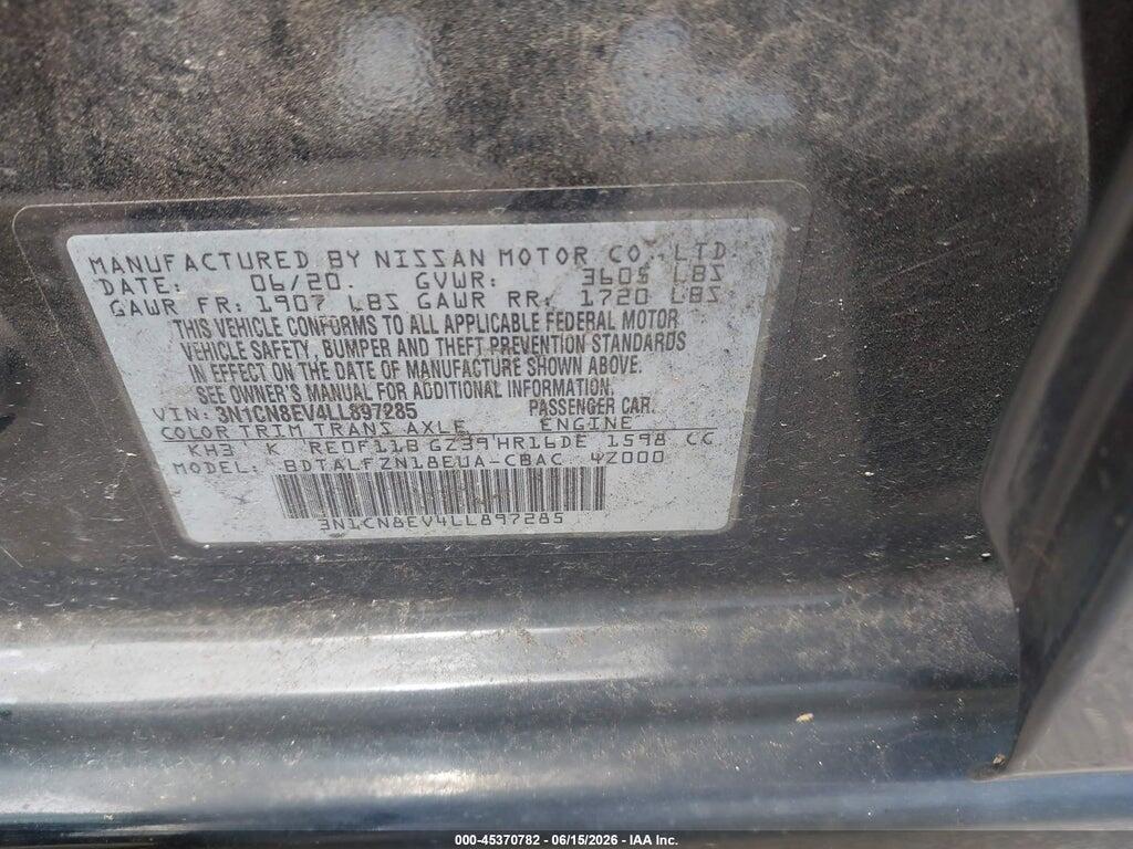 3N1CN8EV4LL897285 2020 NISSAN VERSA photo no. 9