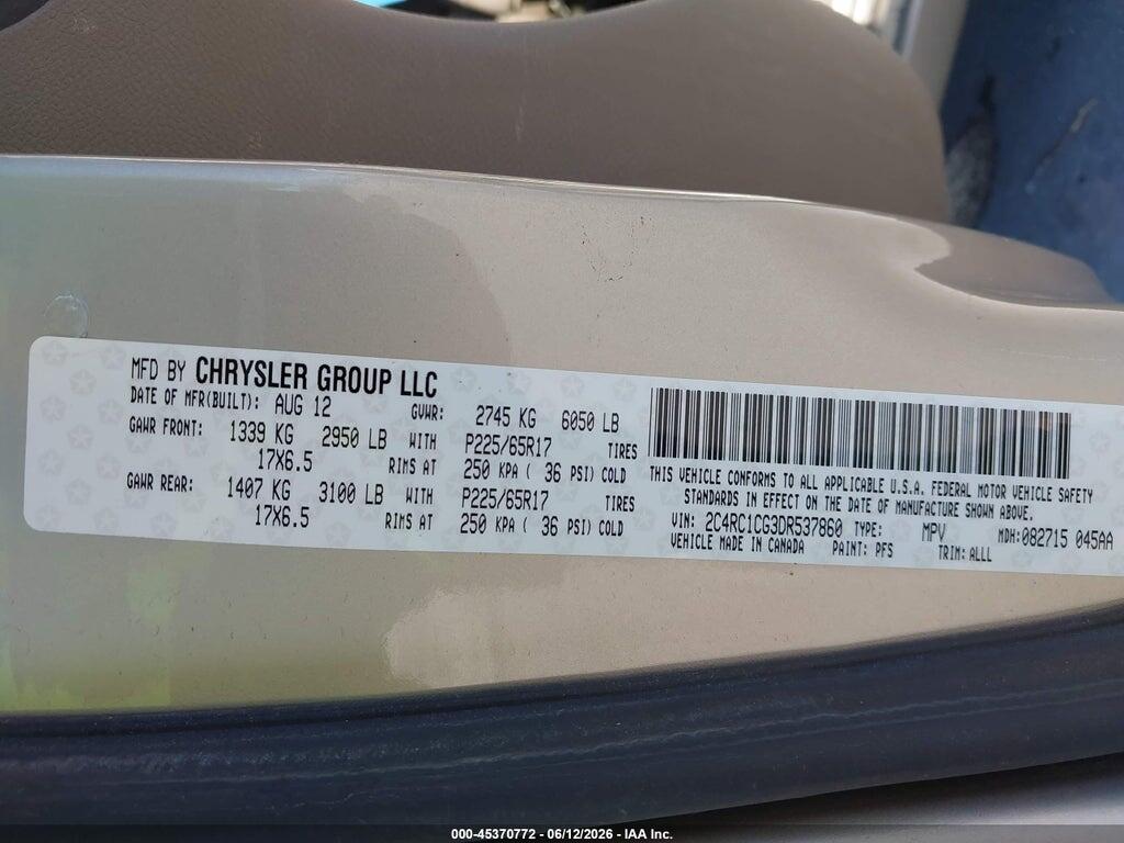2C4RC1CG3DR537860 2013 CHRYSLER TOWN & COUNTRY photo no. 9