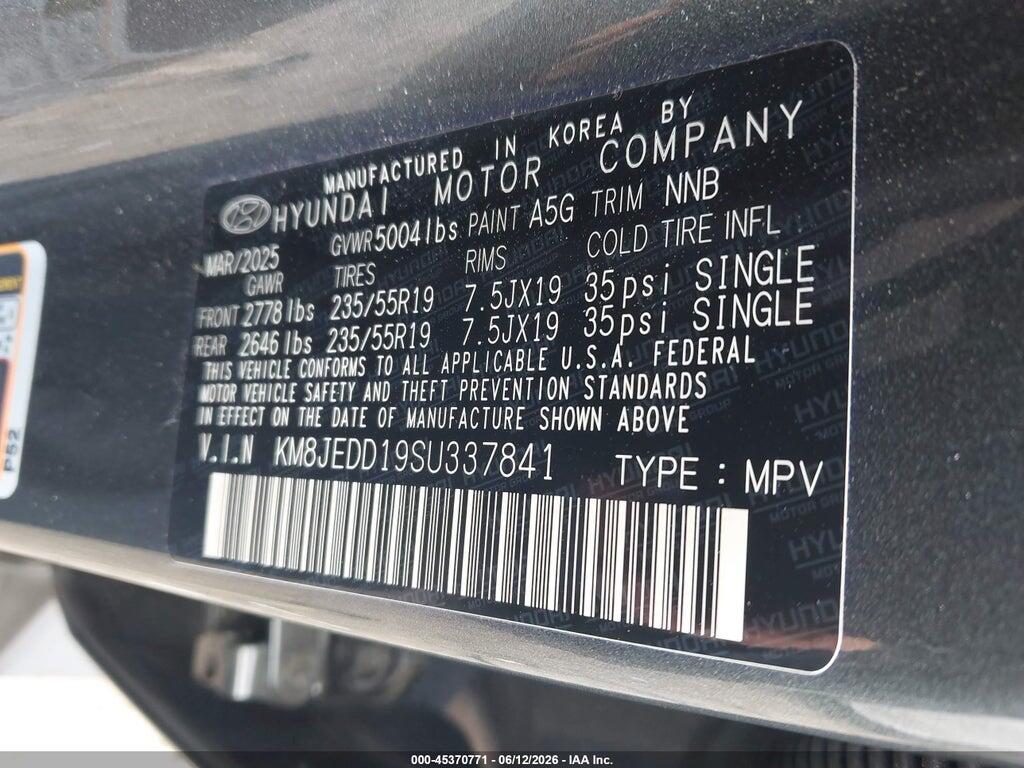 KM8JEDD19SU337841 2025 HYUNDAI TUCSON HYBRID photo no. 9