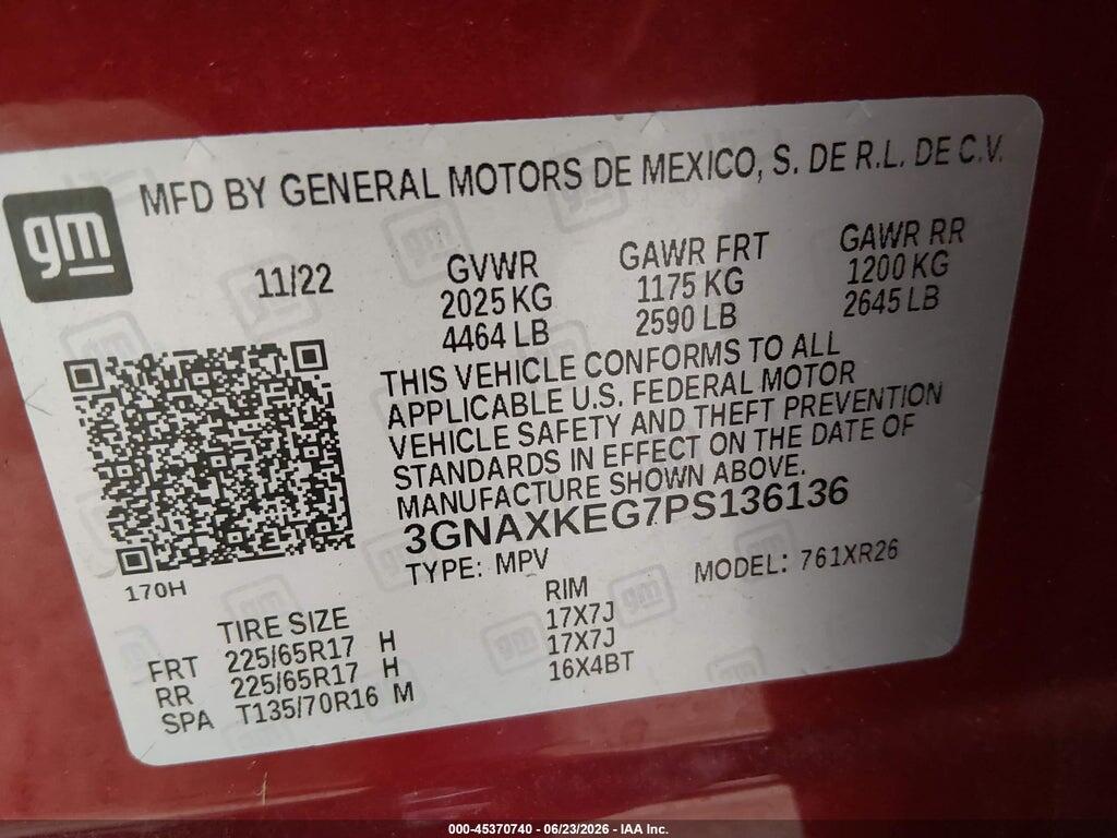 3GNAXKEG7PS136136 2023 CHEVROLET EQUINOX photo no. 9