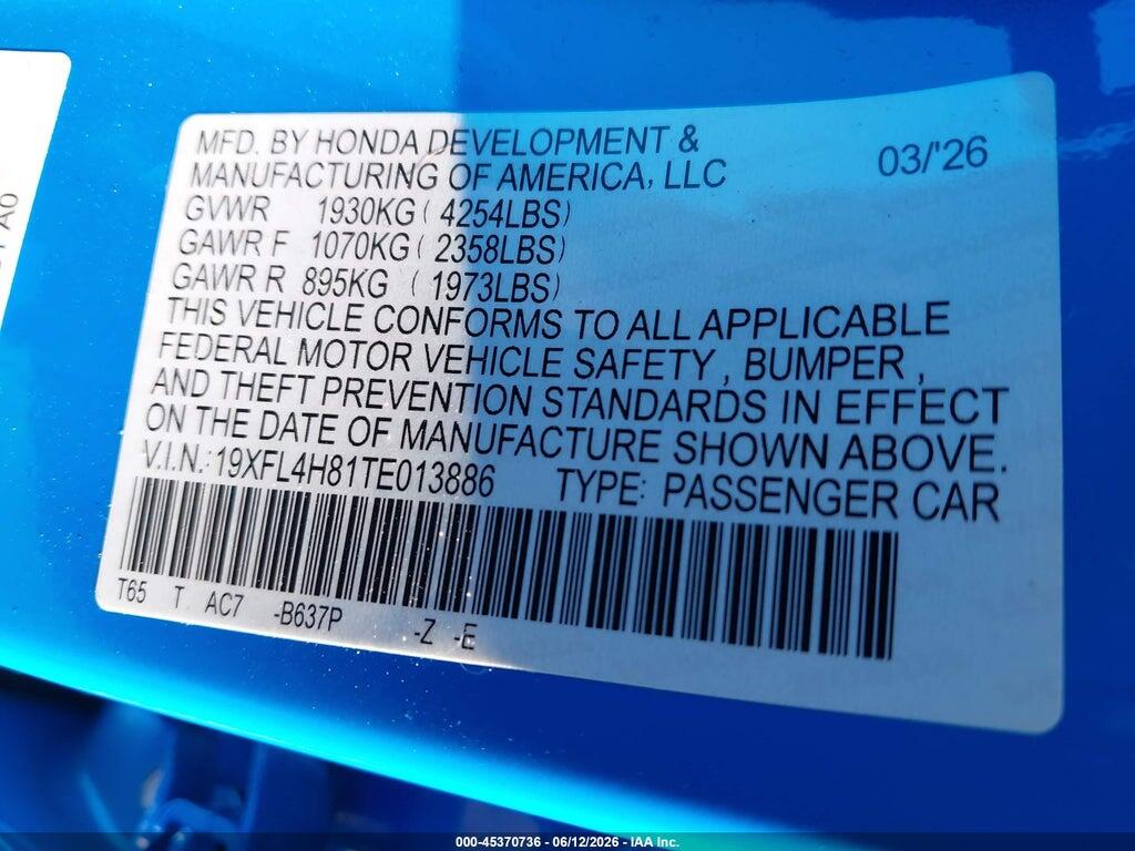19XFL4H81TE013886 2026 HONDA CIVIC HYBRID photo no. 9