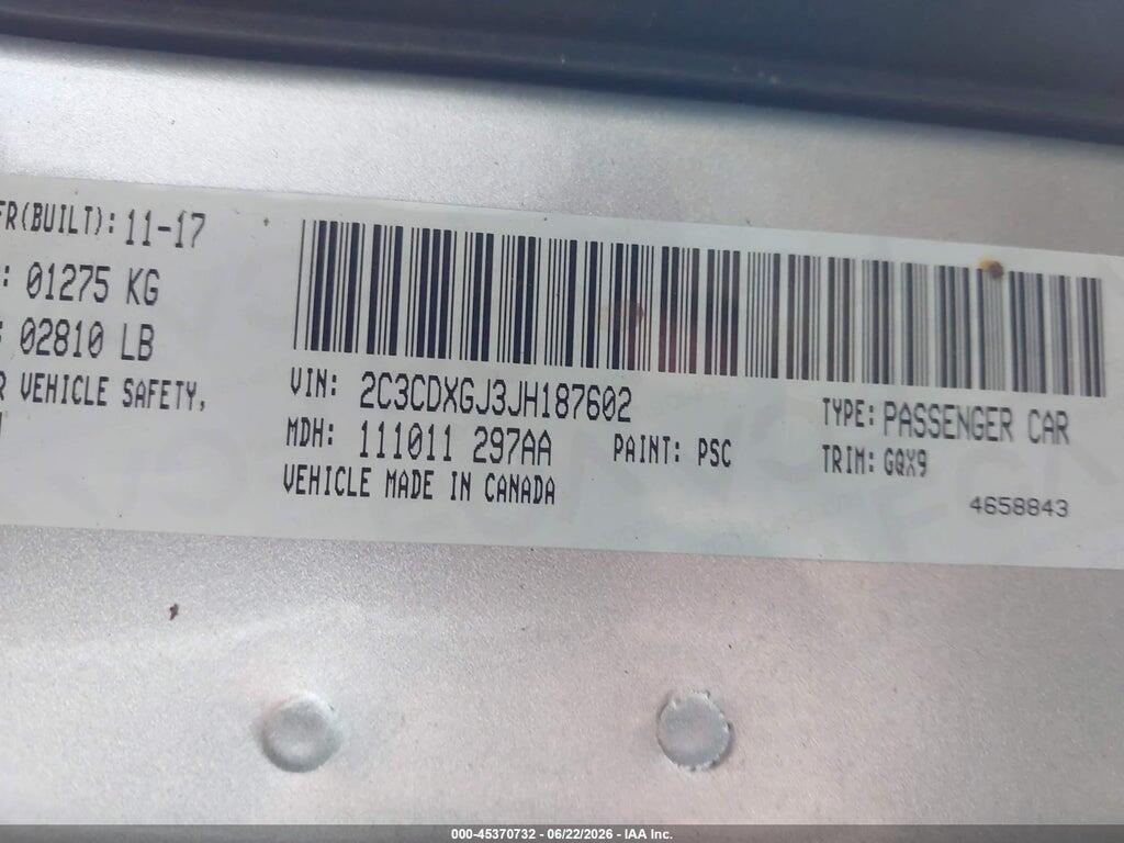 2C3CDXGJ3JH187602 2018 DODGE CHARGER photo no. 9