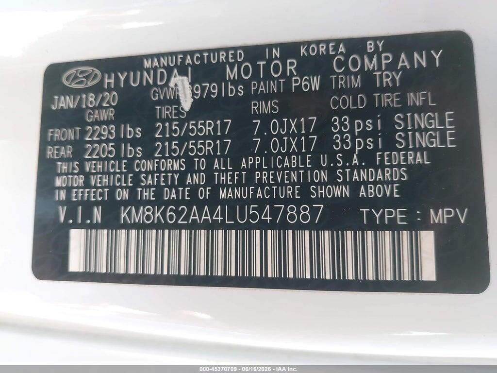 KM8K62AA4LU547887 2020 HYUNDAI KONA photo no. 9