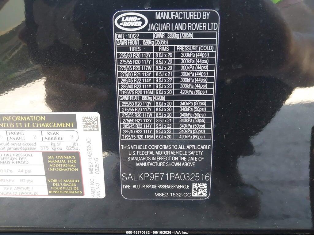 SALKP9E71PA032516 2023 LAND ROVER RANGE ROVER photo no. 9
