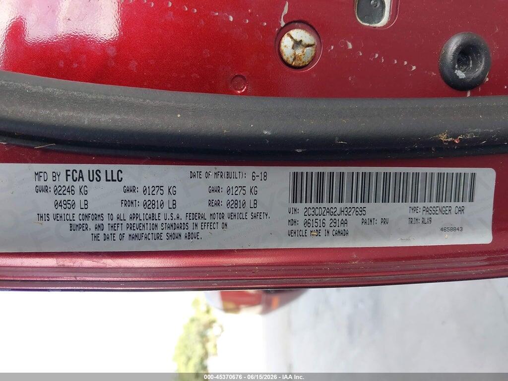 2C3CDZAG2JH327695 2018 DODGE CHALLENGER photo no. 9