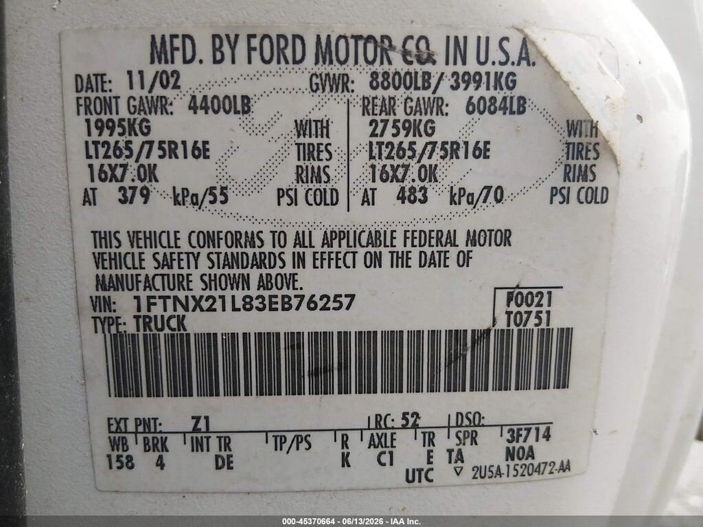 1FTNX21L83EB76257 2003 FORD F-250 photo no. 9