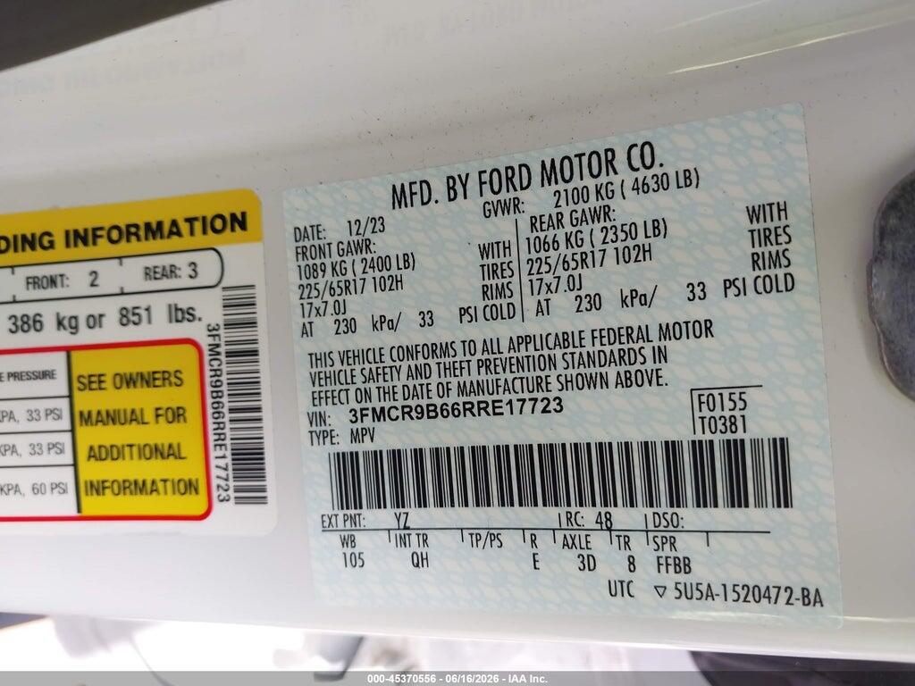 3FMCR9B66RRE17723 2024 FORD BRONCO SPORT photo no. 9