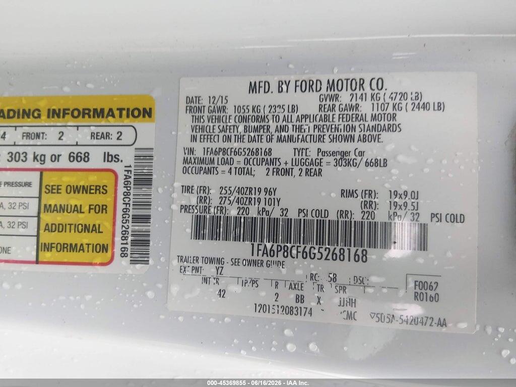 1FA6P8CF6G5268168 2016 FORD MUSTANG photo no. 9