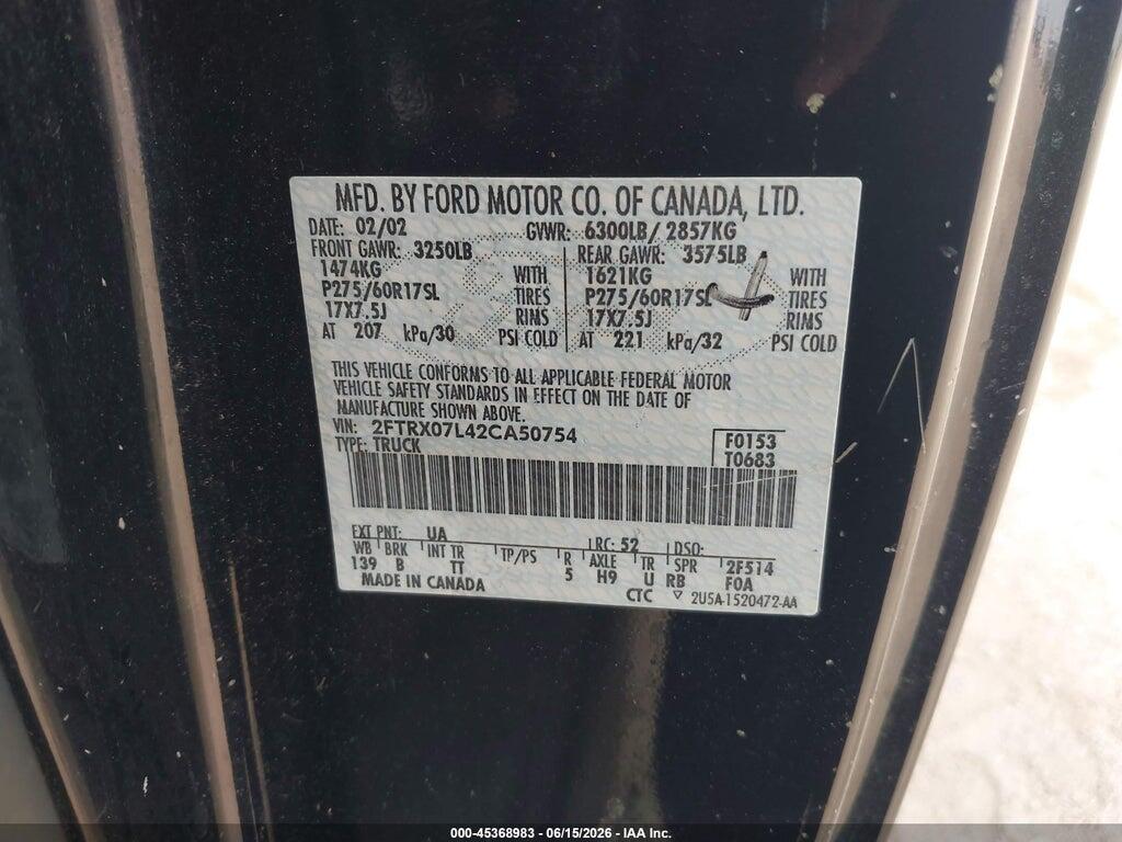 2FTRX07L42CA50754 2002 FORD F-150 photo no. 9