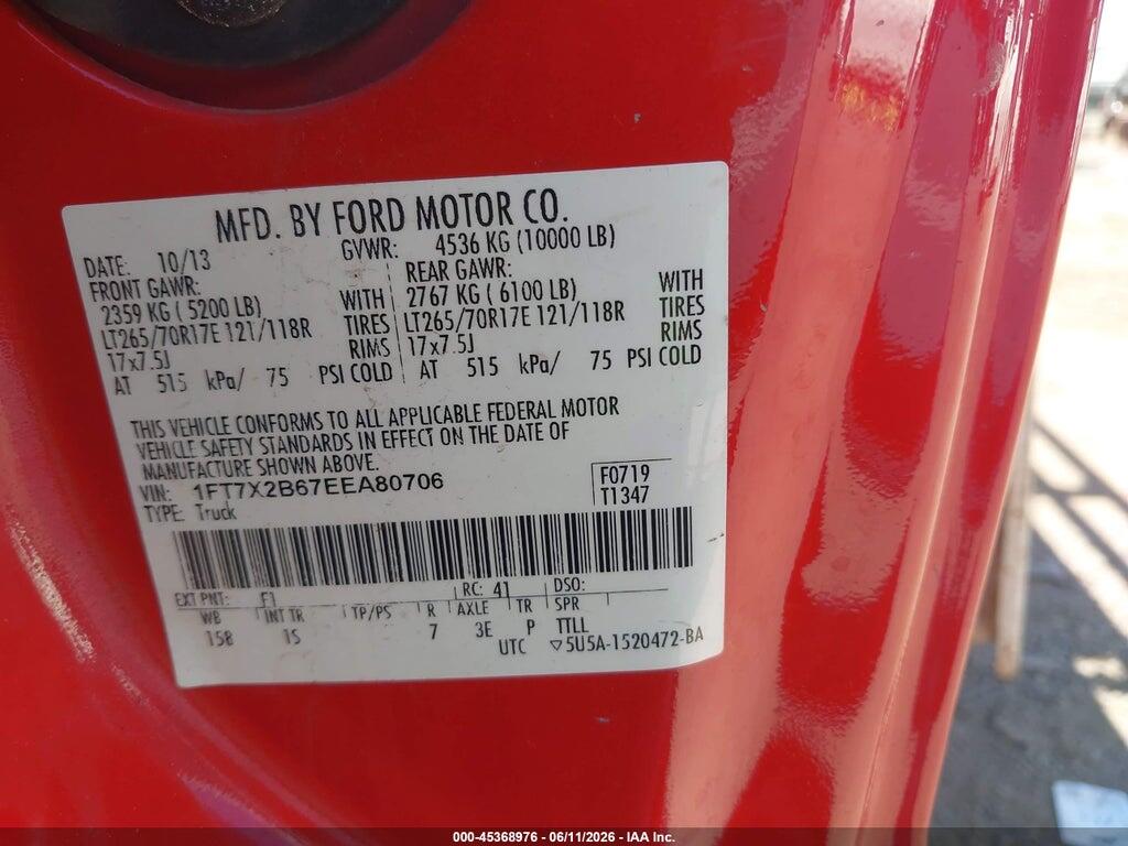 1FT7X2B67EEA80706 2014 FORD F-250 photo no. 9