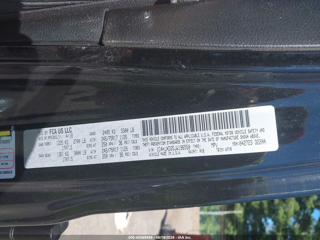 1C4HJXDG5JW196550 2018 JEEP WRANGLER UNLIMITED photo no. 9