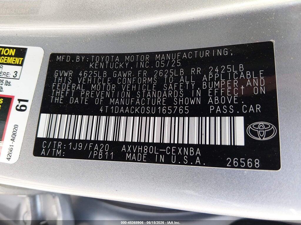 4T1DAACK0SU165765 2025 TOYOTA CAMRY photo no. 9
