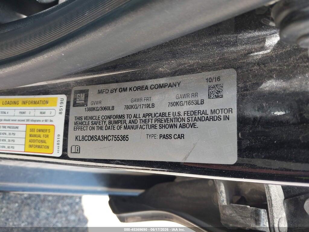 KL8CD6SA3HC755365 2017 CHEVROLET SPARK photo no. 9