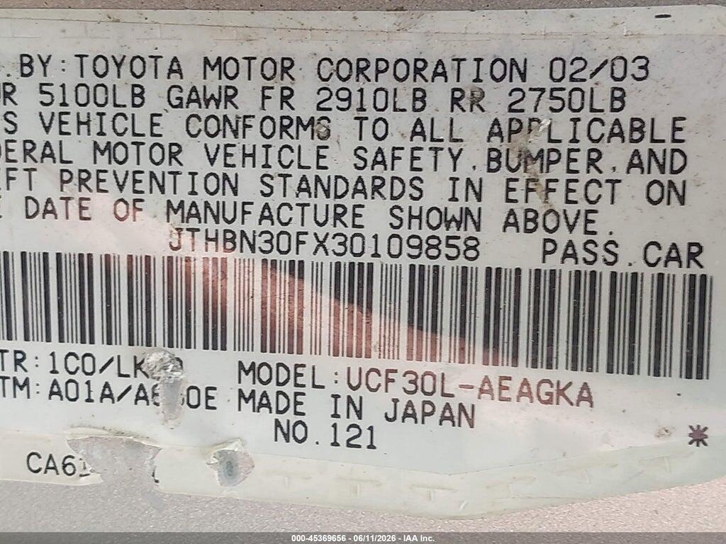 JTHBN30FX30109858 2003 LEXUS LS 430 photo no. 9