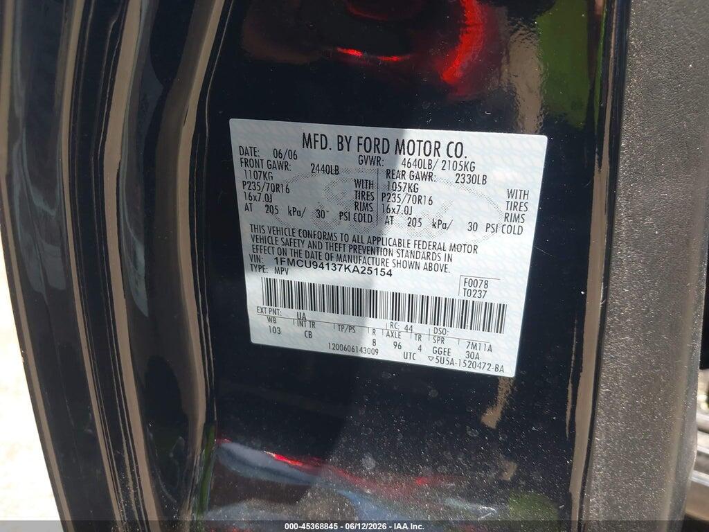 1FMCU94137KA25154 2007 FORD ESCAPE photo no. 9