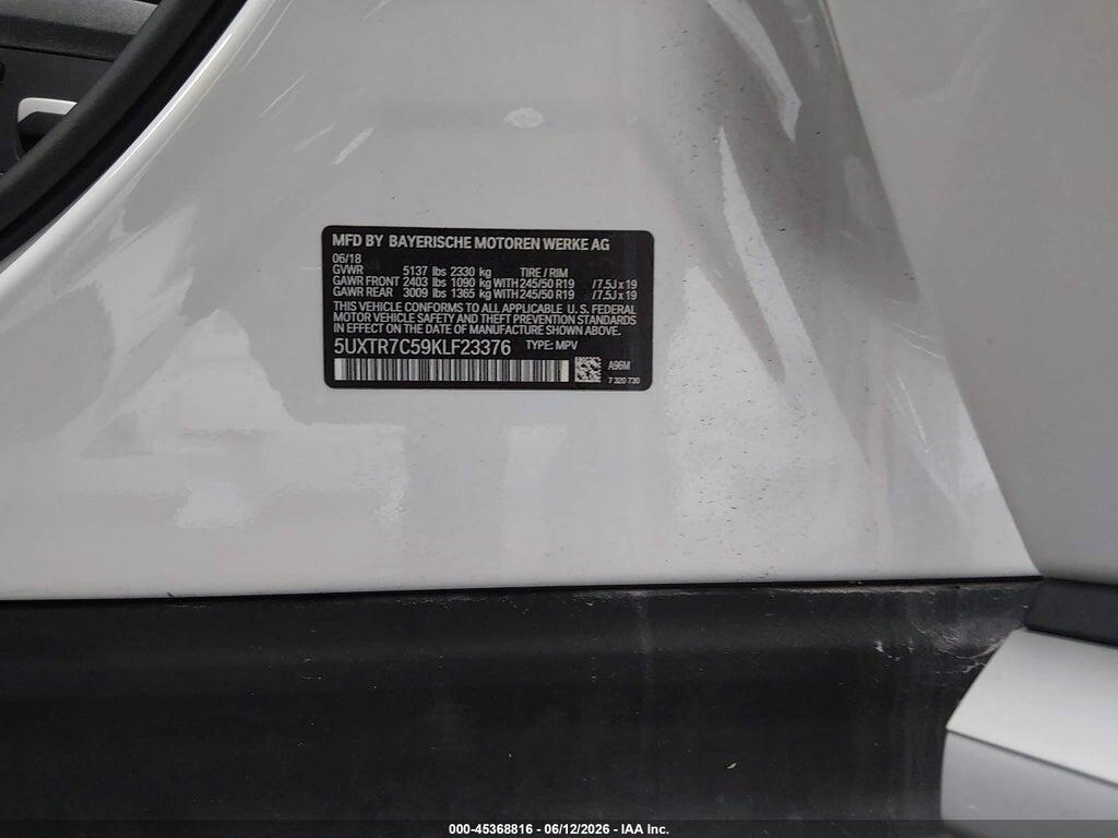5UXTR7C59KLF23376 2019 BMW X3 photo no. 9