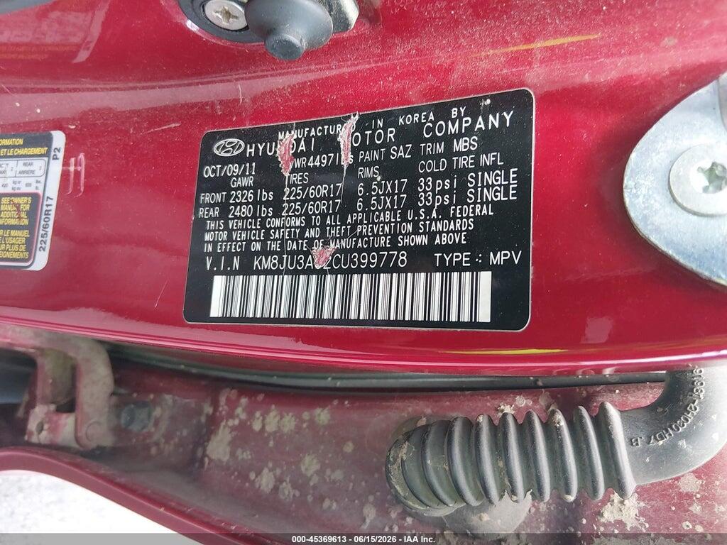 KM8JU3AC2CU399778 2012 HYUNDAI TUCSON photo no. 9