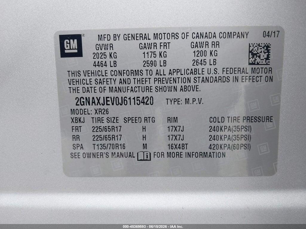 2GNAXJEV0J6115420 2018 CHEVROLET EQUINOX photo no. 9