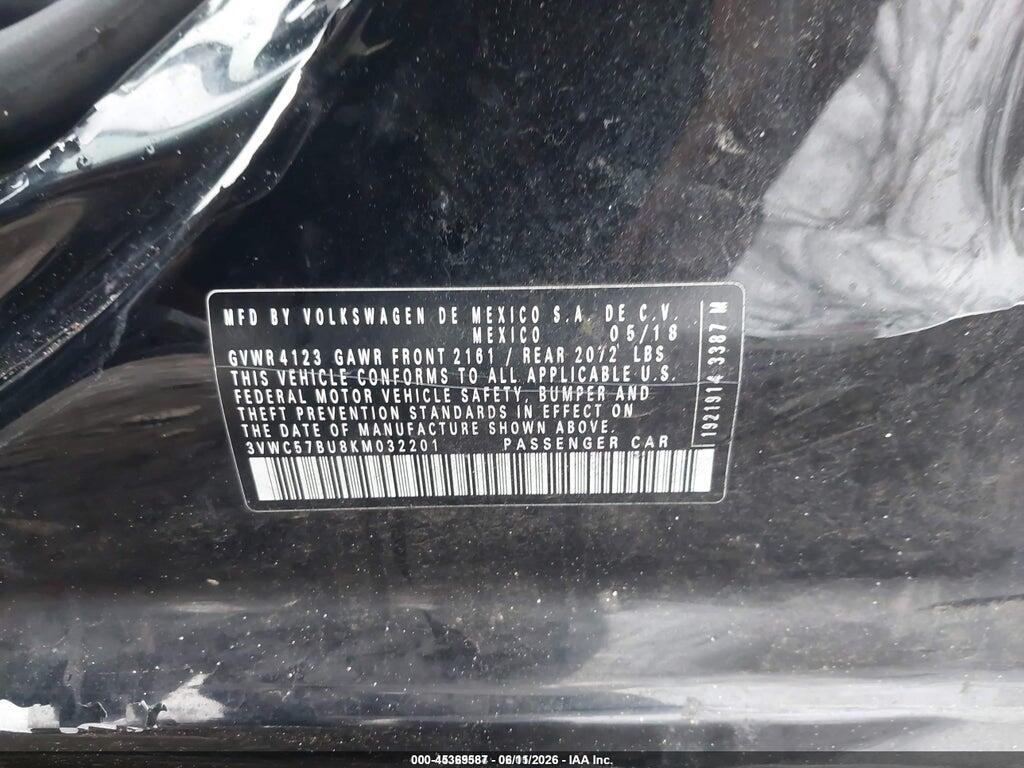 3VWC57BU8KM032201 2019 VOLKSWAGEN JETTA photo no. 9
