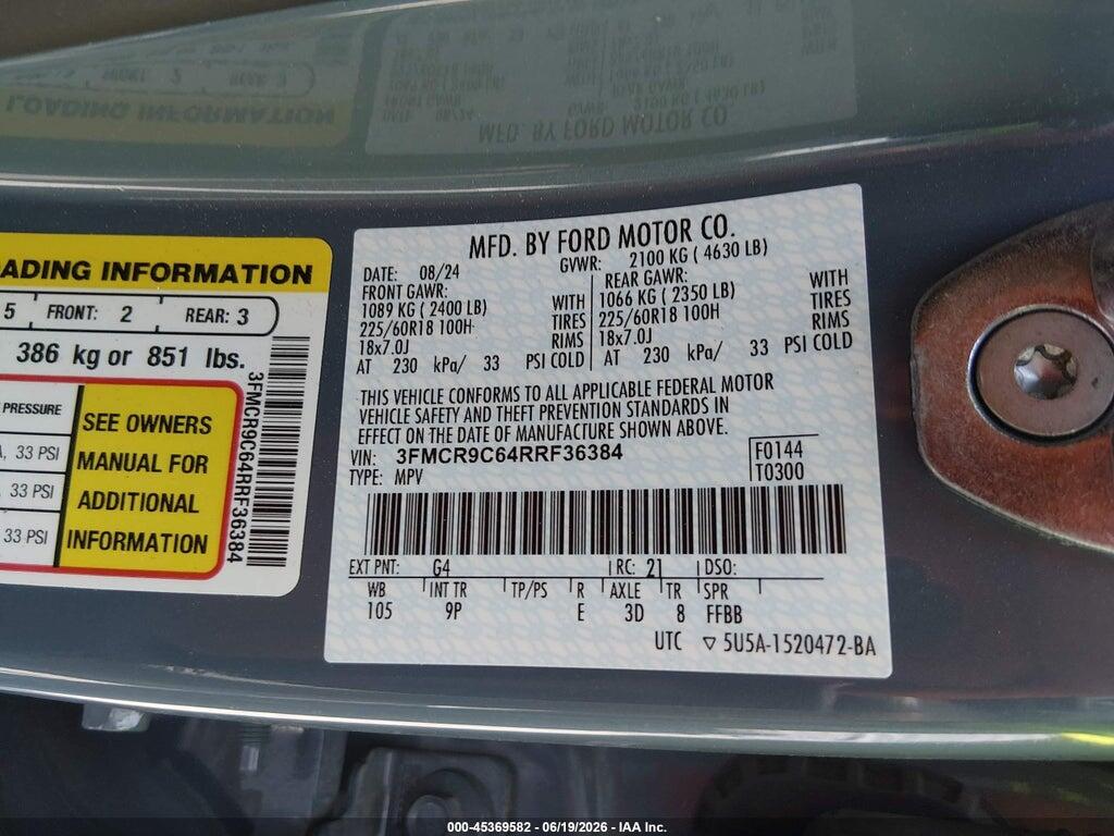 3FMCR9C64RRF36384 2024 FORD BRONCO SPORT photo no. 9