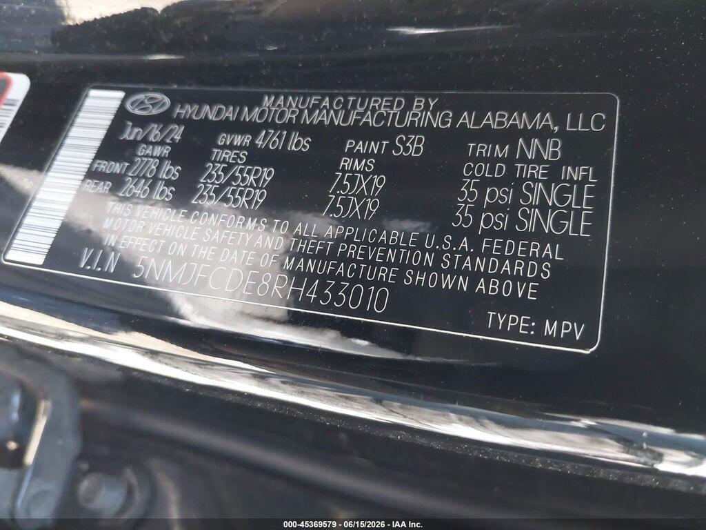 5NMJFCDE8RH433010 2024 HYUNDAI TUCSON photo no. 9