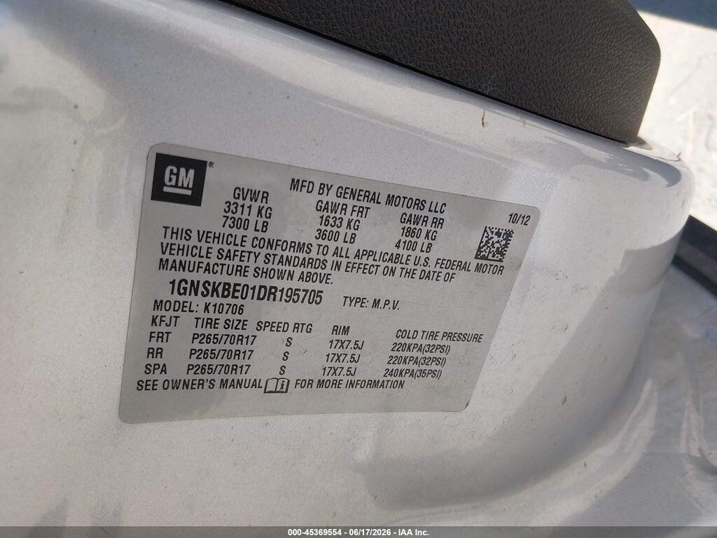 1GNSKBE01DR195705 2013 CHEVROLET TAHOE photo no. 9