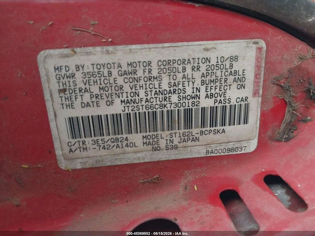 JT2ST66C8K7300182 1989 TOYOTA CELICA photo no. 9