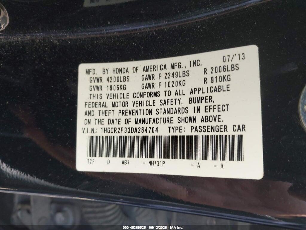 1HGCR2F33DA264704 2013 HONDA ACCORD photo no. 9