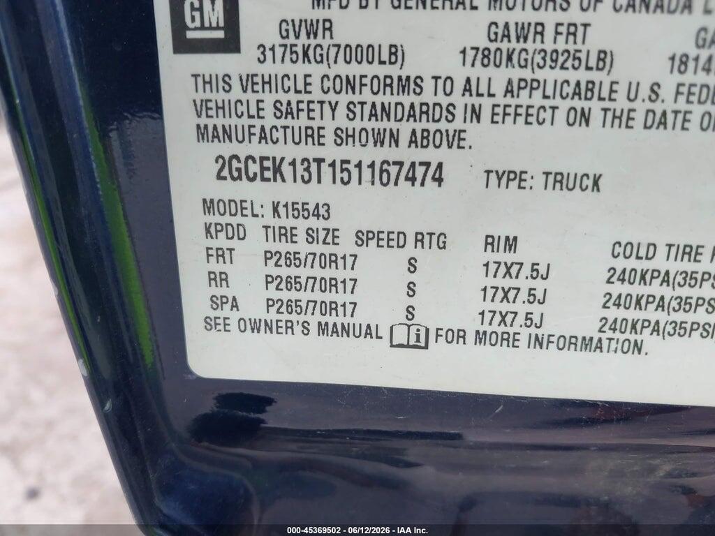 2GCEK13T151167474 2005 CHEVROLET SILVERADO 1500 photo no. 9