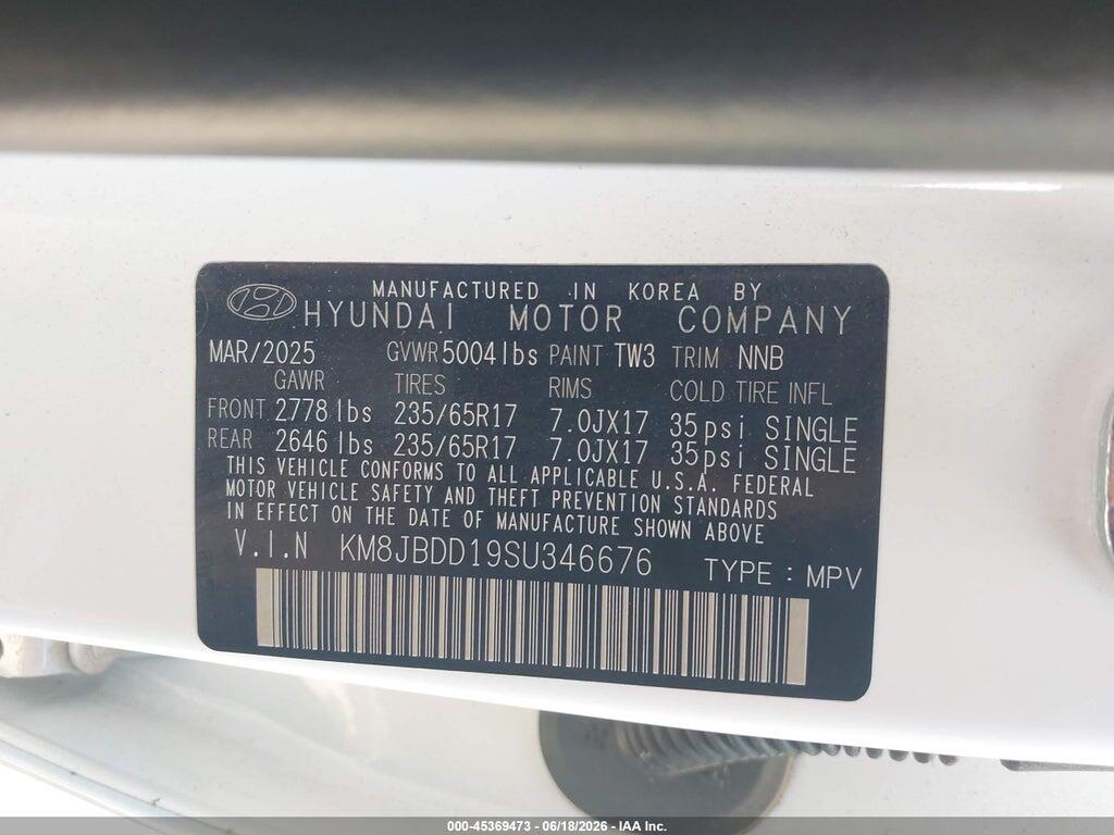 KM8JBDD19SU346676 2025 HYUNDAI TUCSON HYBRID photo no. 9
