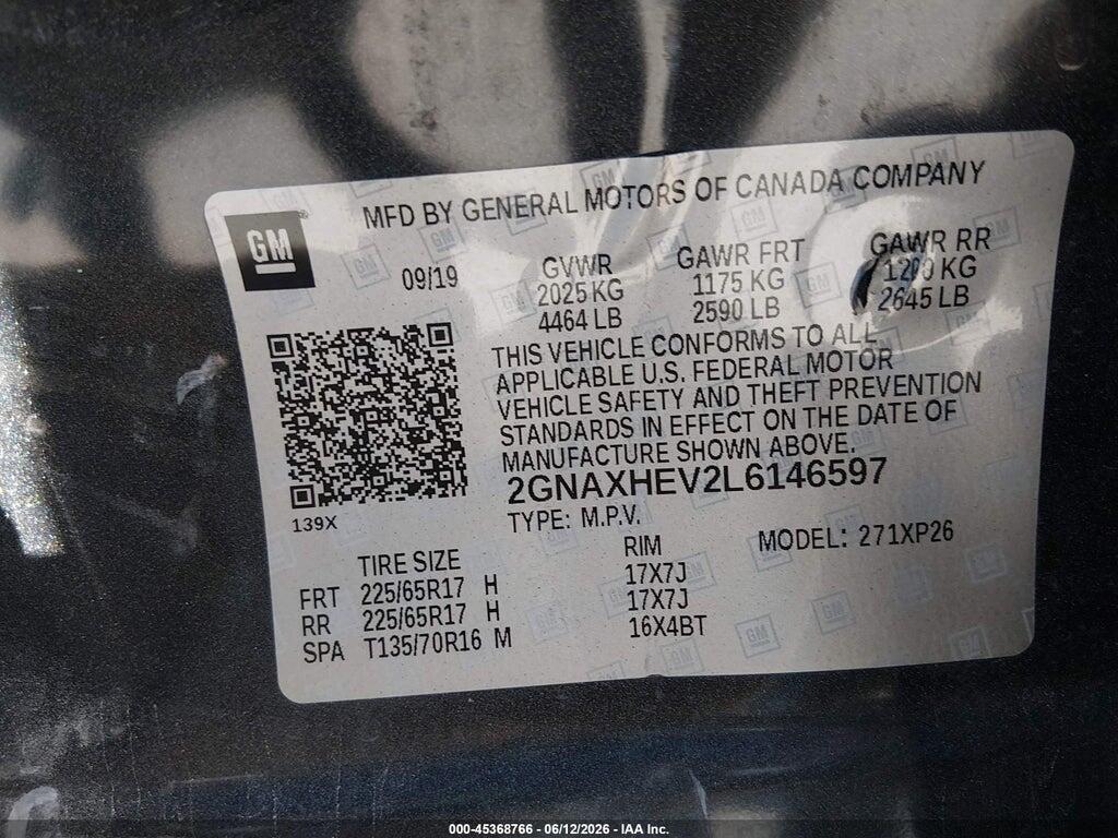 2GNAXHEV2L6146597 2020 CHEVROLET EQUINOX photo no. 9
