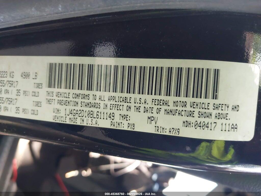 1J4GA2D10BL611149 2011 JEEP WRANGLER photo no. 9