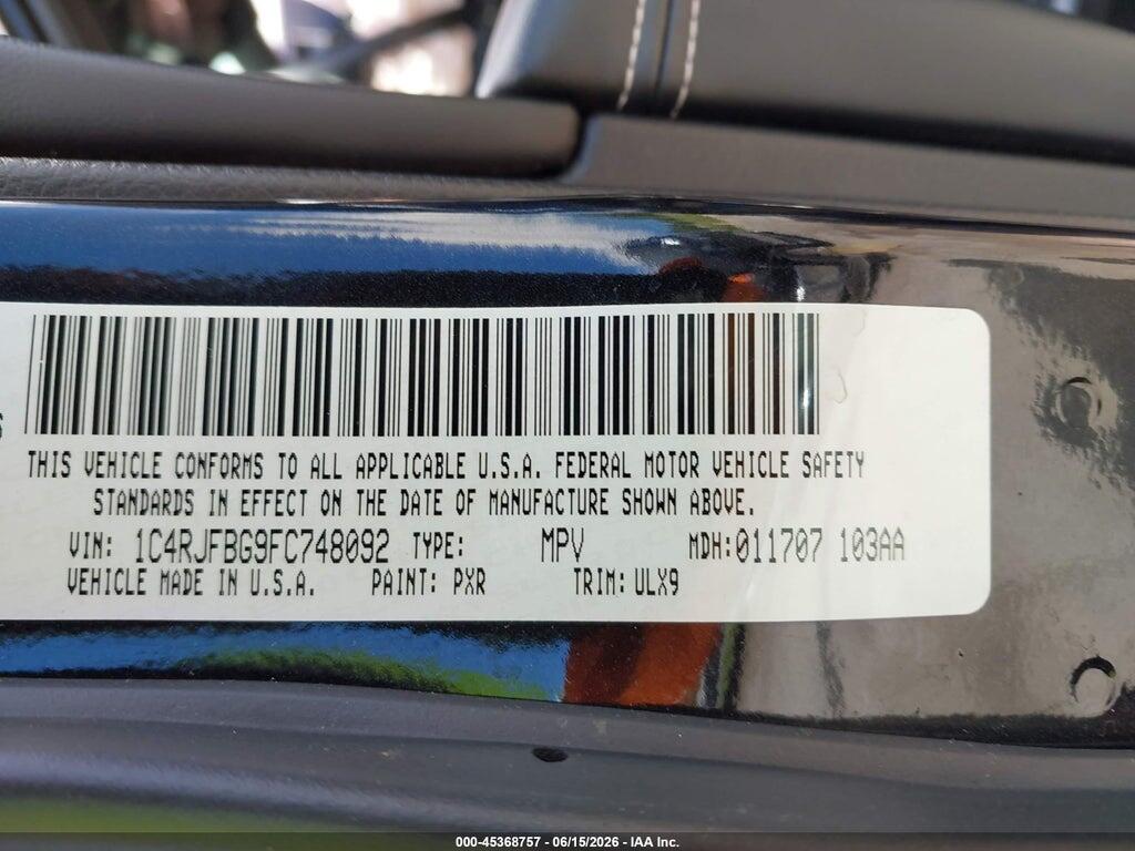 1C4RJFBG9FC748092 2015 JEEP GRAND CHEROKEE photo no. 9