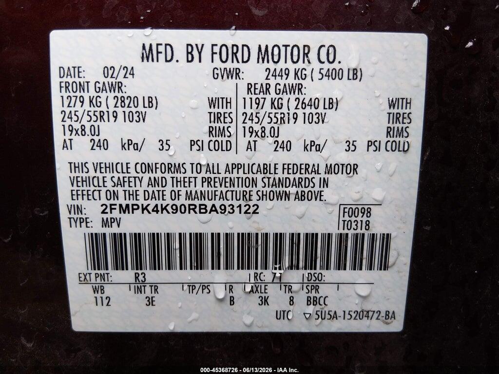 2FMPK4K90RBA93122 2024 FORD EDGE photo no. 9