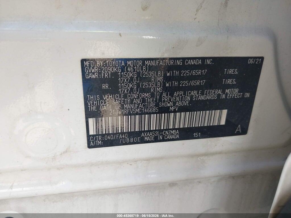 2T3W1RFV5MC146685 2021 TOYOTA RAV4 photo no. 9