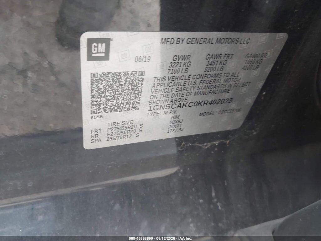 1GNSCAKC0KR402023 2019 CHEVROLET TAHOE photo no. 9