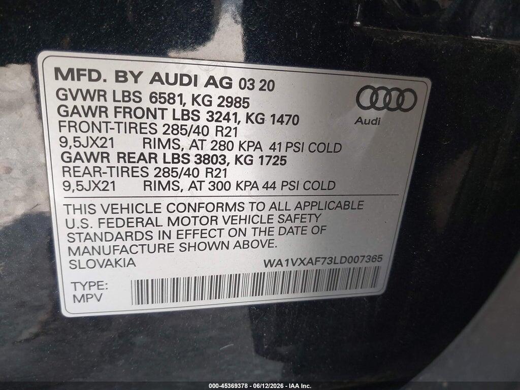 WA1VXAF73LD007365 2020 AUDI Q7 photo no. 9