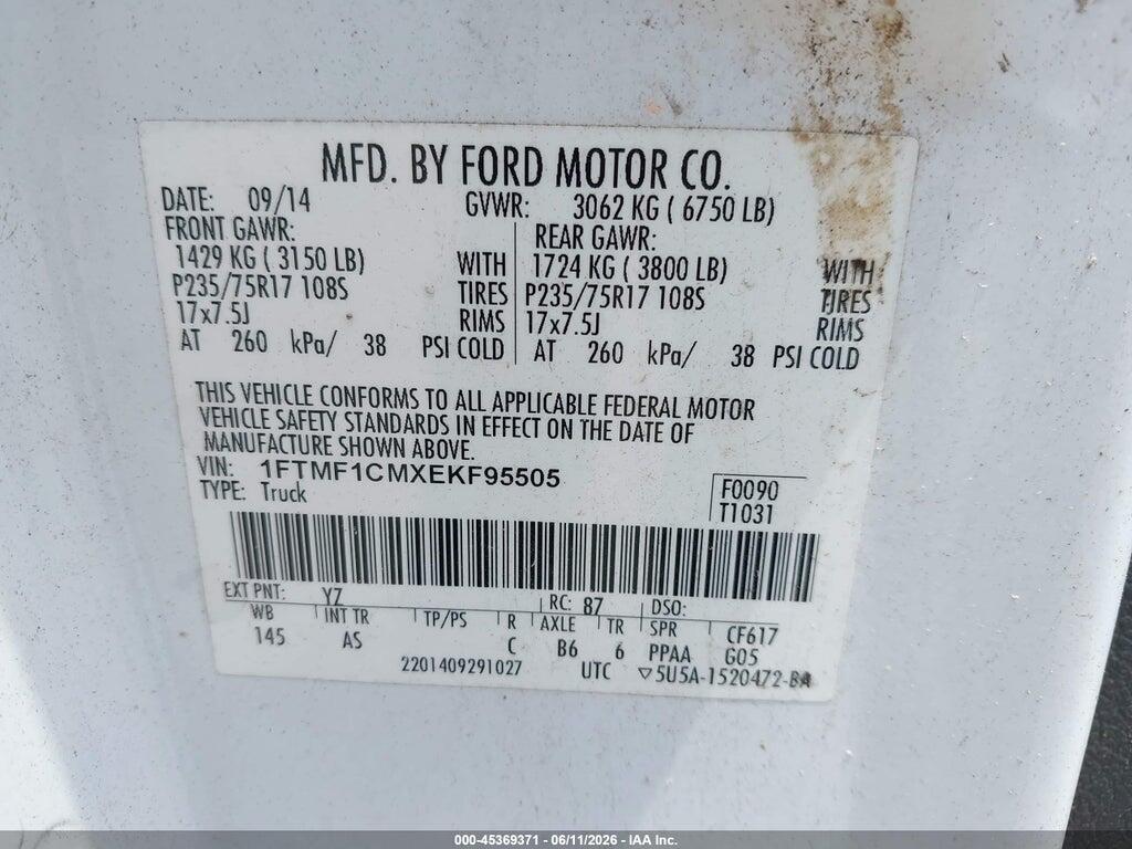 1FTMF1CMXEKF95505 2014 FORD F-150 photo no. 9