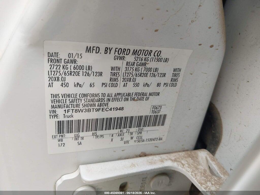 1FT8W3BT9FEC41948 2015 FORD F-350 photo no. 9