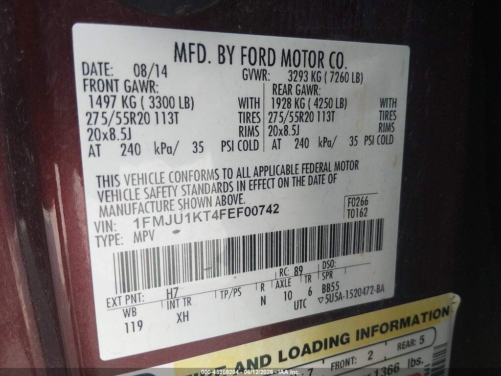 1FMJU1KT4FEF00742 2015 FORD EXPEDITION photo no. 9