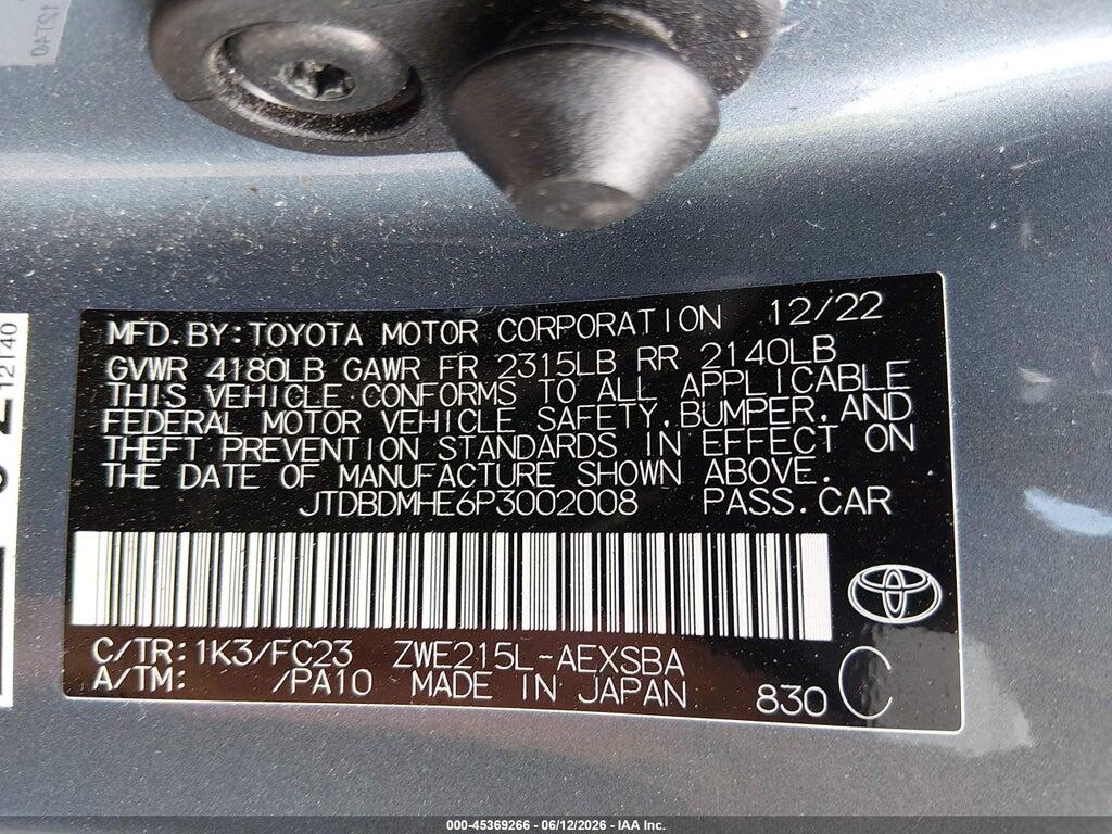 JTDBDMHE6P3002008 2023 TOYOTA COROLLA photo no. 9
