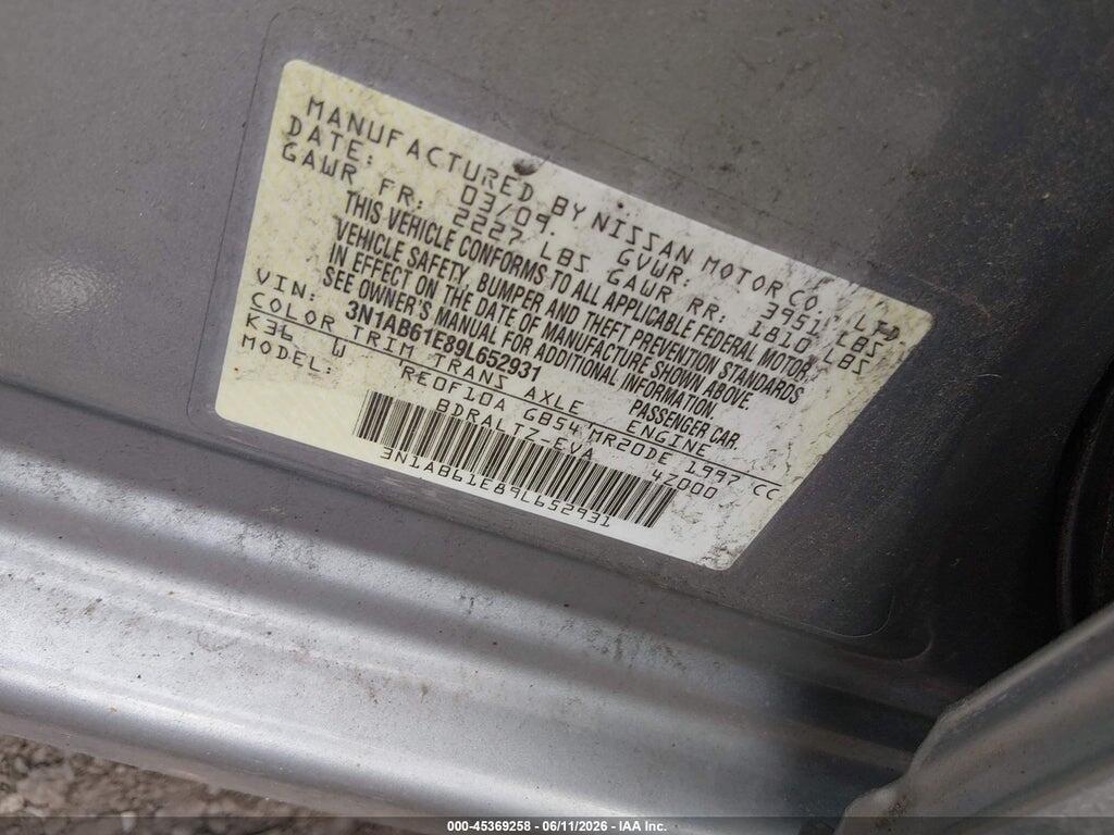 3N1AB61E89L652931 2009 NISSAN SENTRA photo no. 9