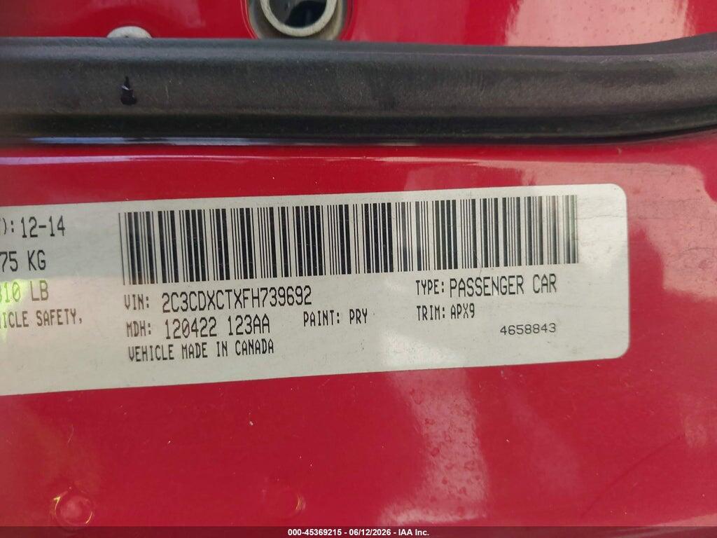 2C3CDXCTXFH739692 2015 DODGE CHARGER photo no. 9