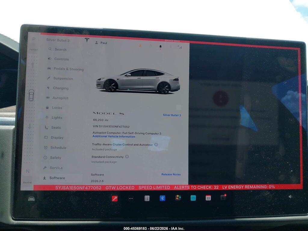5YJSA1E50NF477052 2022 TESLA MODEL S photo no. 7