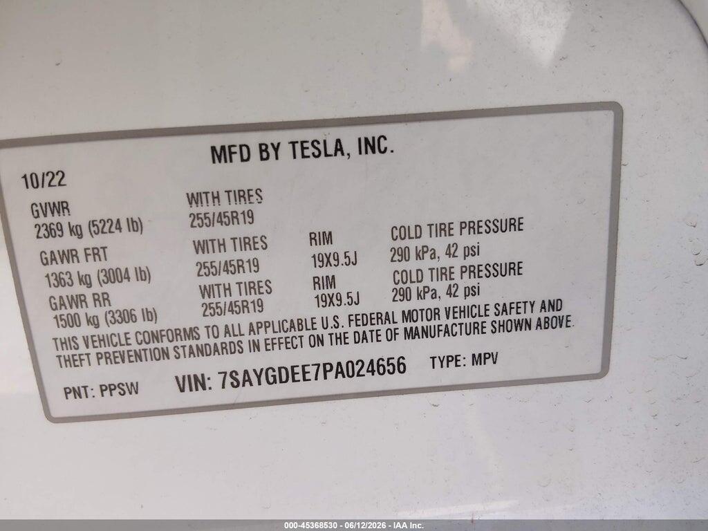 7SAYGDEE7PA024656 2023 TESLA MODEL Y photo no. 9